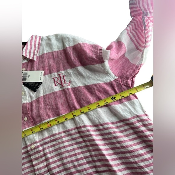 Lauren Ralph LRL Oversized Linen Buttoned Up Tunic Dress - Picture 9 of 13